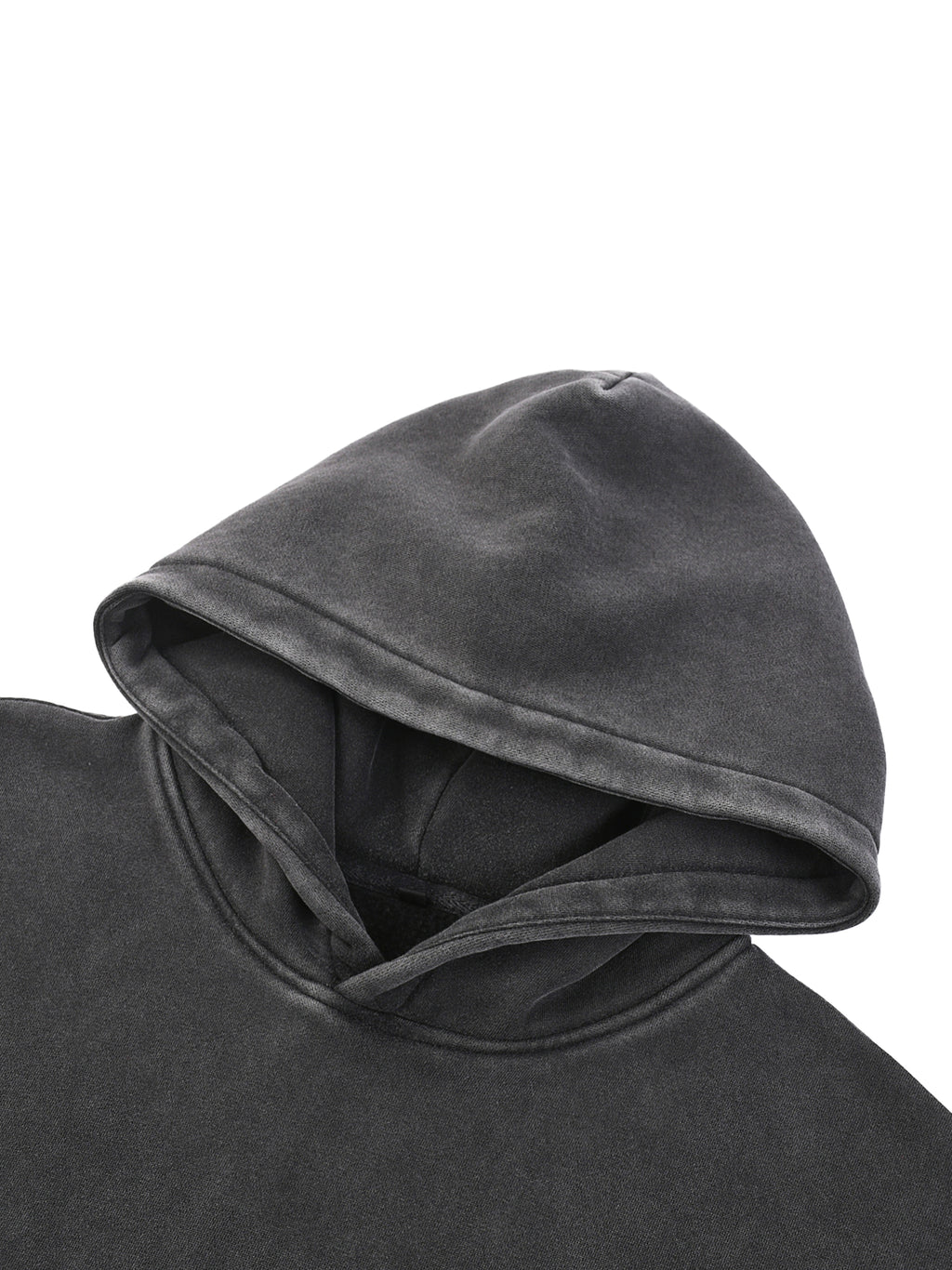 Close-up of faded black Sunday  Dad Club hooded garment